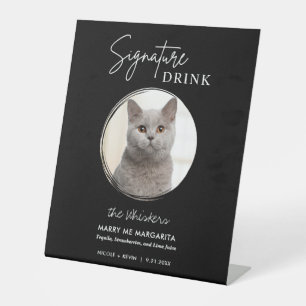 Cat Wedding Signature Drinks Cocktail Bar Pedestal Sockelschild