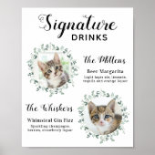 Cat Wedding Signature Drinks Custom Cocktail Bar Poster (Vorne)
