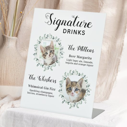 Cat Wedding Signature Drinks Custom Cocktail Bar Sockelschild