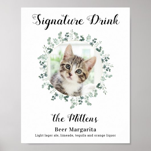 Cat Wedding Signature Drinks Foto Cocktail Bar Poster (Vorne)