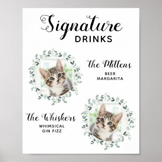 Cat Wedding Unterschrift Drinks Custom 2 PET Foto Poster (Vorne)