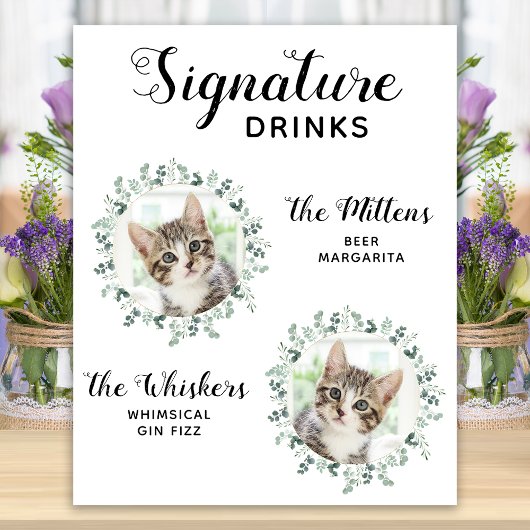 Cat Wedding Unterschrift Drinks Custom 2 PET Foto Poster