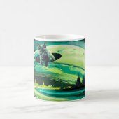 Cat Weidland Landschaft Surreal Kaffee Tasse Grün (Mittel)