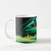 Cat Weidland Landschaft Surreal Kaffee Tasse Grün (Links)
