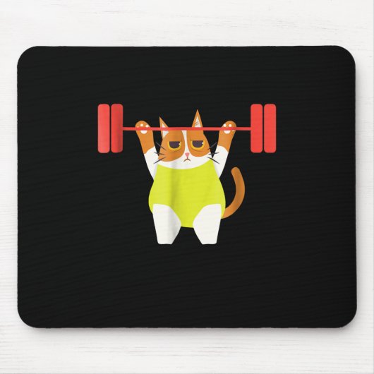 Cat Weight Lifting Funny Cat Lover Workout Mousepad (Vorne)