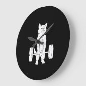 Cat Weightlifting And Gym Große Wanduhr (Winkel)