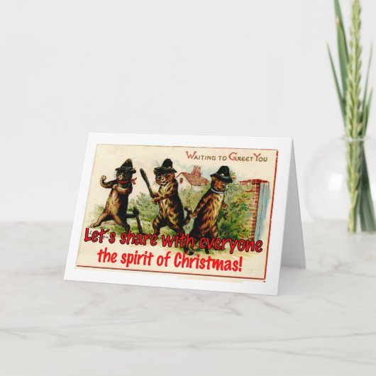 Cat Weihnachtsgang Feiertagskarte (Vorderseite)