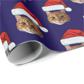 Cat Weihnachtsmannmütze Custom Face Foto Weihnacht Geschenkpapier (Rolleneckpunkt)