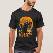 Cat What Black Cat With Knife Halloween Costume T-Shirt (Vorderseite)