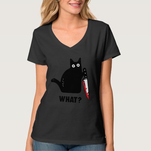 cat what Bloody knife witch blood splatter crazy c T-Shirt (Vorderseite)