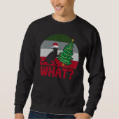 Cat What Crazy Black Cat Pushing Christmas Tree Xm Sweatshirt (Vorderseite)