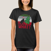 Cat What Crazy Black Cat Pushing Christmas Tree Xm T-Shirt (Vorderseite)