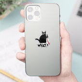 Cat What_ Funny Black Cat  Aufkleber (Telefon)