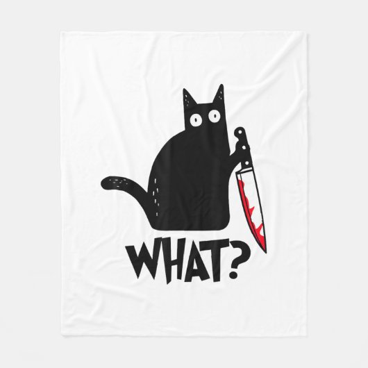 Cat What_ Funny Black Cat  Fleecedecke (Vorderseite)