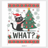 Cat What Funny Black Cat Pushing Christmas Tree Ug Aufkleber (Blatt)