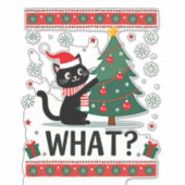 Cat What Funny Black Cat Pushing Christmas Tree Ug Aufkleber (Vorderseite)