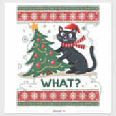 Cat What Funny Black Cat Pushing Christmas Tree Ug Aufkleber (Blatt)
