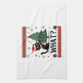 Cat What Funny Black Cat Pushing Christmas Tree Ug Geschirrtuch (Vertikal)