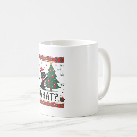 Cat What Funny Black Cat Pushing Christmas Tree Ug Kaffeetasse (VorderseiteRechts)