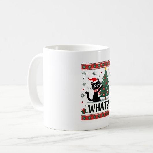 Cat What Funny Black Cat Pushing Christmas Tree Ug Kaffeetasse (Vorderseite Links)