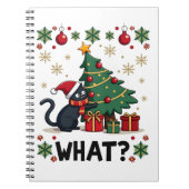 Cat What Funny Black Cat Pushing Christmas Tree Ug Notizblock (Vorderseite)
