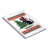 Cat What Funny Black Cat Pushing Christmas Tree Ug Notizblock (Rechte Seite)