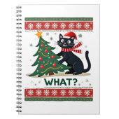 Cat What Funny Black Cat Pushing Christmas Tree Ug Notizblock (Vorderseite)