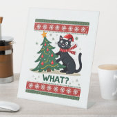 Cat What Funny Black Cat Pushing Christmas Tree Ug Sockelschild (In Situ)