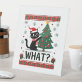 Cat What Funny Black Cat Pushing Christmas Tree Ug Sockelschild (In Situ)