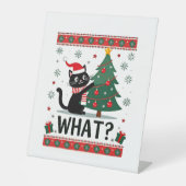 Cat What Funny Black Cat Pushing Christmas Tree Ug Sockelschild (Vorderseite)