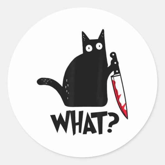 Cat What_ Funny Black Cat  Runder Aufkleber (Vorderseite)