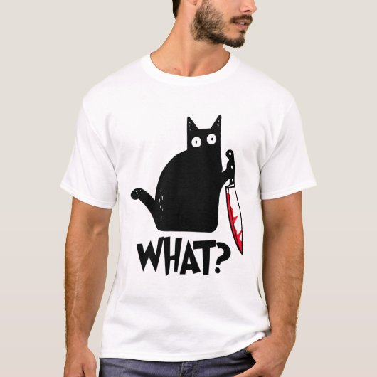 Cat What Funny Black Cat Shirt (Vorderseite)