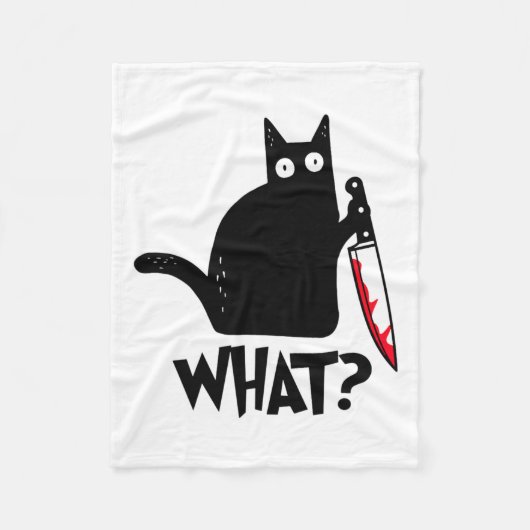 Cat What Funny Black Cat Shirt Fleecedecke (Vorderseite)