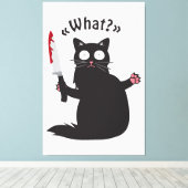 Cat What Funny Black Cat Shirt Fun Murderous Cat W Leinwanddruck (Insitu (Holzboden))