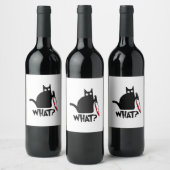 Cat What_ Funny Black Cat  Weinetikett (Flaschen)