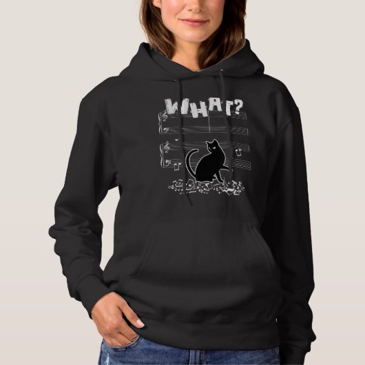 Cat What Funny Cat Musiknote Hoodie (Vorderseite)