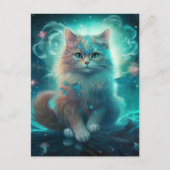 Cat Whimsical Fantasy Art Postkarte (Vorderseite)