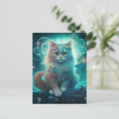 Cat Whimsical Fantasy Art Postkarte (Stehend Vorderseite)