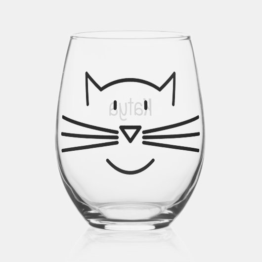 Cat Whiskers Design Weinglas Ohne Stiel (Vorderseite)