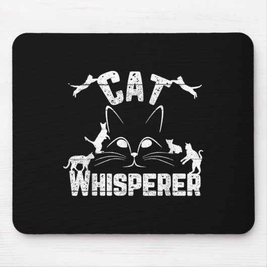 Cat Whisperer Funny Cat Lover Kitty Face Distresse Mousepad (Vorne)