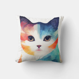 Cat Wild Nature Animal Color Art Malerei Kissen