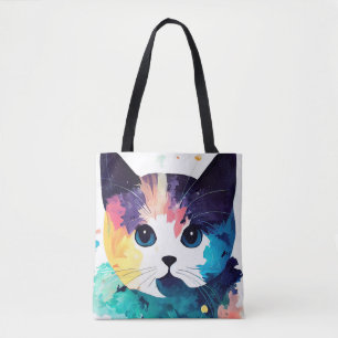 Cat Wild Nature Animal Color Art Malerei Tasche