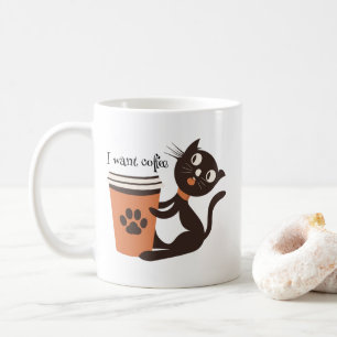 Cat will Kaffee komisch Kaffeetasse