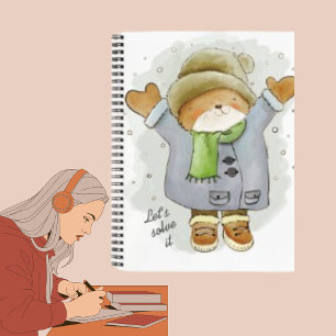 Cat Winter Snowfall Cartoon KitNotebook Notizblock