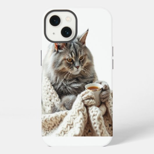 Cat Winter Tee genießen iPhone Hülle (Rückseite)