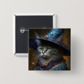 Cat Witch Fantasy Art Button (Vorne & Hinten)