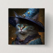 Cat Witch Fantasy Art Button (Vorderseite)