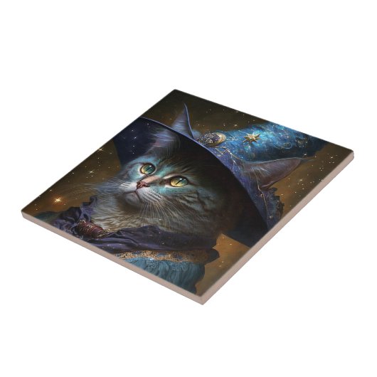 Cat Witch Fantasy Art Fliese (Seite)