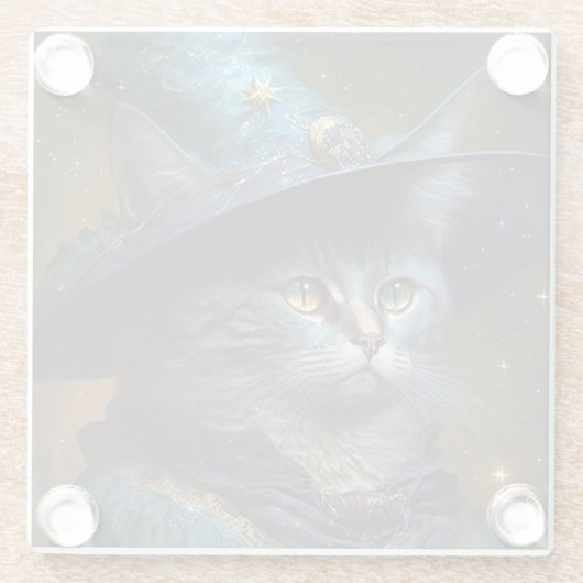Cat Witch Fantasy Art Glasuntersetzer (Rückseite)