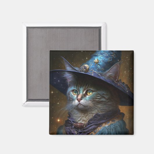 Cat Witch Fantasy Art Magnet (Vorderseite/Rückseite)